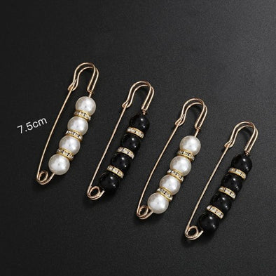 Safety Pin Pearls with Rhinestone