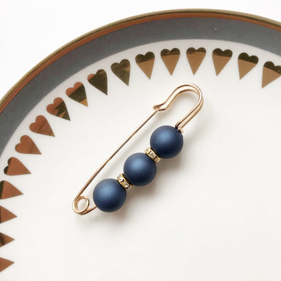 Pins with Blue Pearl and Rhinestone